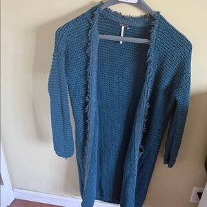 Free People Woodstock Teal Cardigan